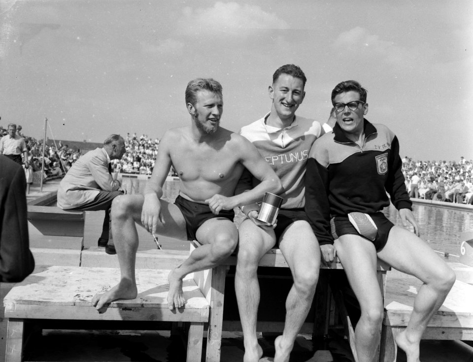 Nederlands kampioenschap zwemmen in Bad Groenoord te Schiedam, 100 m. vrije slag, Bestanddeelnr 909-7714