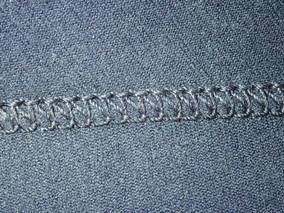Neoprene dry suit seam stitching detail P8170006