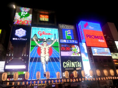 Neon signs in Dotonbori at night,16th August 2014 (1) photo