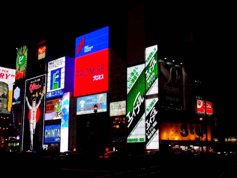 Neon signs in Dotonbori (night)