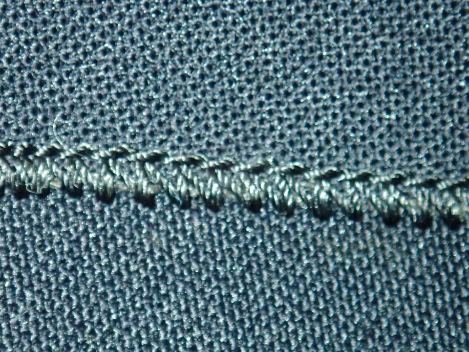 Neoprene dry suit seam stitching detail P8170016