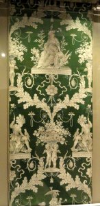 Neoclassical furnishing fabric, Les quatres parties du monde, Lyon France, c. 1785, silk lampas - Patricia Harris Gallery of Textiles & Costume, Royal Ontario Museum - DSC09410