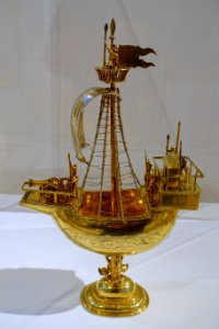 Nef, unknown artist, Ulm, Germany, late 1500s, parcel gilt silver - Peabody Essex Museum - DSC06922