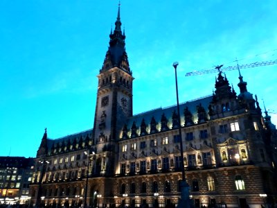 Night view of the Hamburg City Hall photo