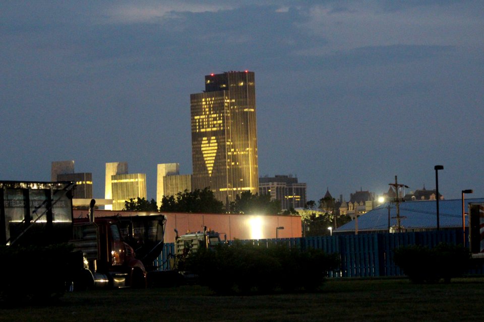 Nighttime Albany, New York skyline in the Port of Albany