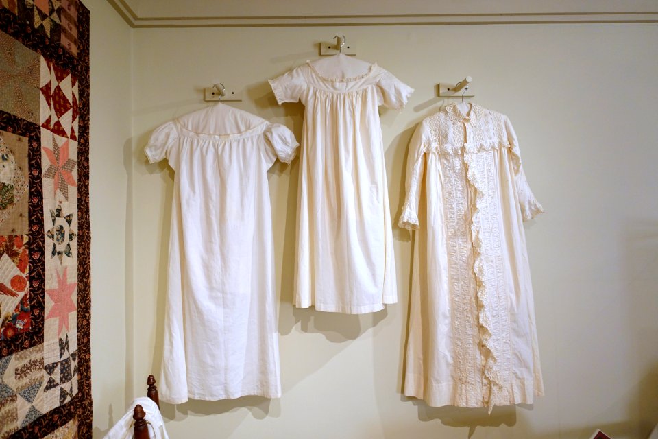 Nightgowns, New England, c. 1820-1880, linen and cotton - Concord Museum - Concord, MA - DSC05847