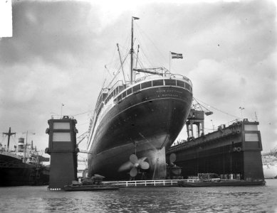 Nieuw-Amsterdam in dok 46000 ton bij Wilton Fijenoord, Bestanddeelnr 903-9098