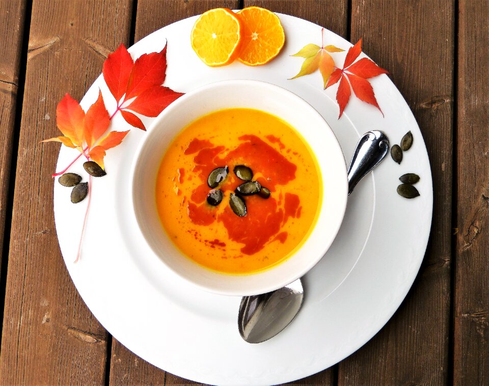 Autumn plate pumpkin seeds