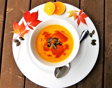 Autumn plate pumpkin seeds