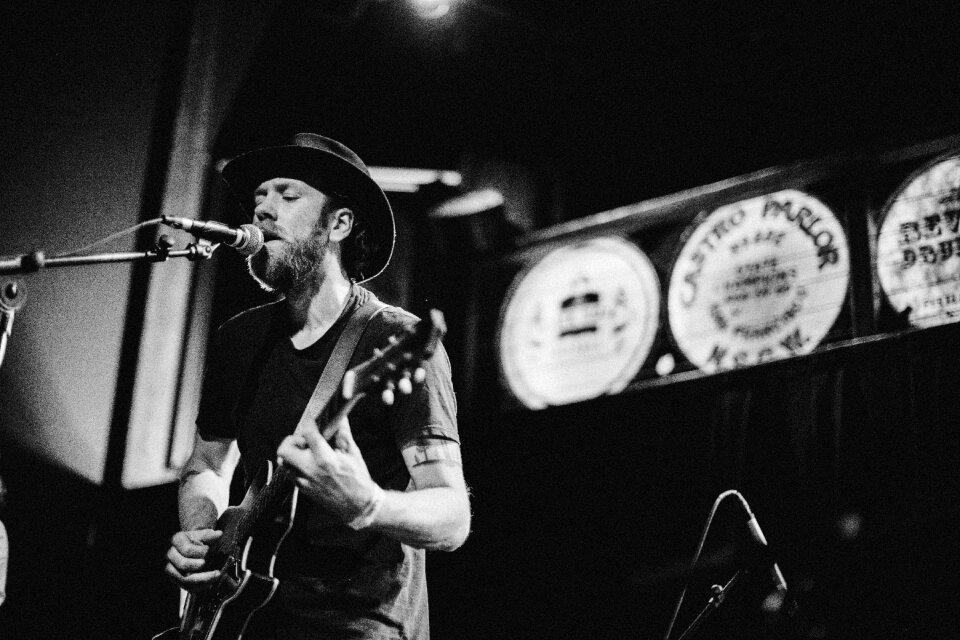 Portrait black and white gray concert