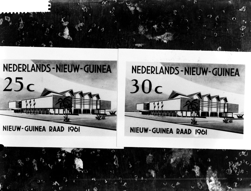 Nieuwe serie postzegels tgv installatie Nieuw Guinea Raad, Bestanddeelnr 912-0634