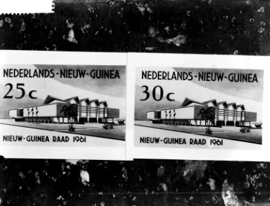 Nieuwe serie postzegels tgv installatie Nieuw Guinea Raad, Bestanddeelnr 912-0634