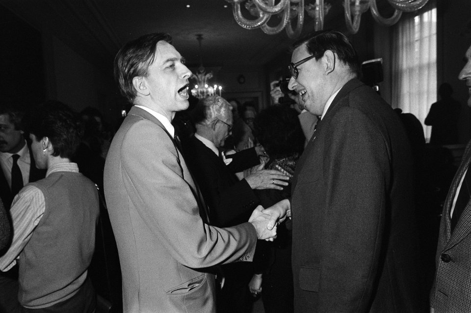 Nieuwjaarsreceptie Tweede Kamervoorzitter Dolman . Ex minister Van Aardenne (r.), Bestanddeelnr 931-8946