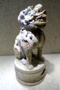 Nghe figurine for worship, Restored Le dynasty, 17th-18th century AD, white, blue, and brown glazed ceramic - National Museum of Vietnamese History - Hanoi, Vietnam - DSC05448