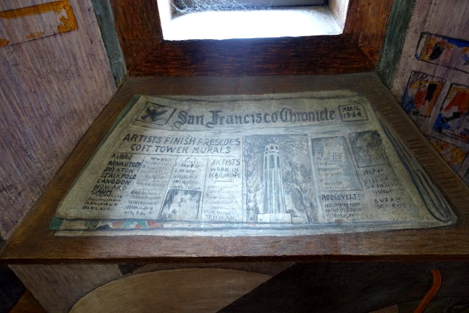 Newsgathering by Suzanne Scheuer, detail - Coit Tower, San Francisco, CA - DSC04812