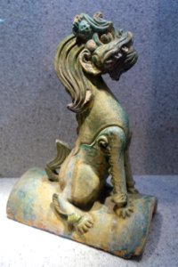 Nghe figurine on ridge tile, Le-Mac dynasty, 15th-16th century AD, green glazed ceramic - National Museum of Vietnamese History - Hanoi, Vietnam - DSC05463