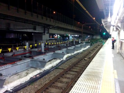 New platform construction at Sendagaya station, seeing towards Shinjuku