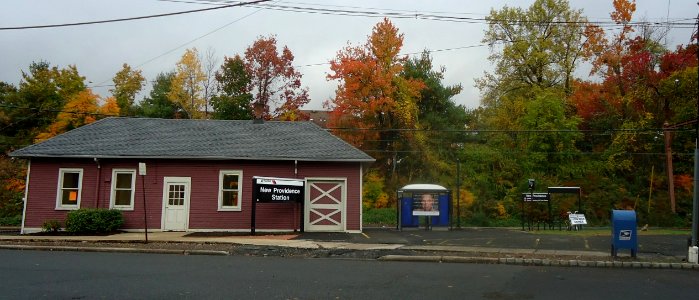 New Providence New Jersey commuter train station in autumn