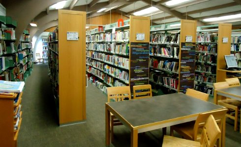 New Providence NJ public library interior view desks and shelves photo