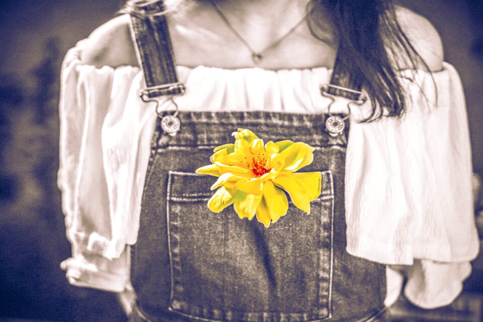 Faded denim black and white color pop