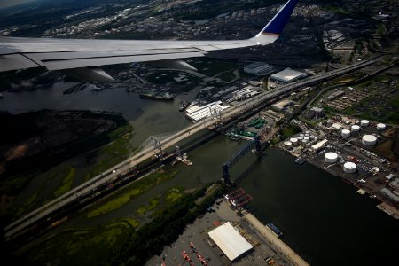 New Goethals Bridge from airplane