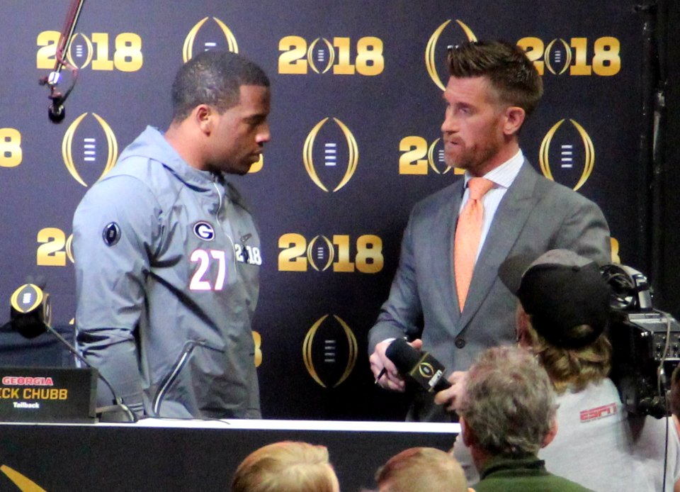 Nick Chubb and Marty Smith, Jan 2018 2