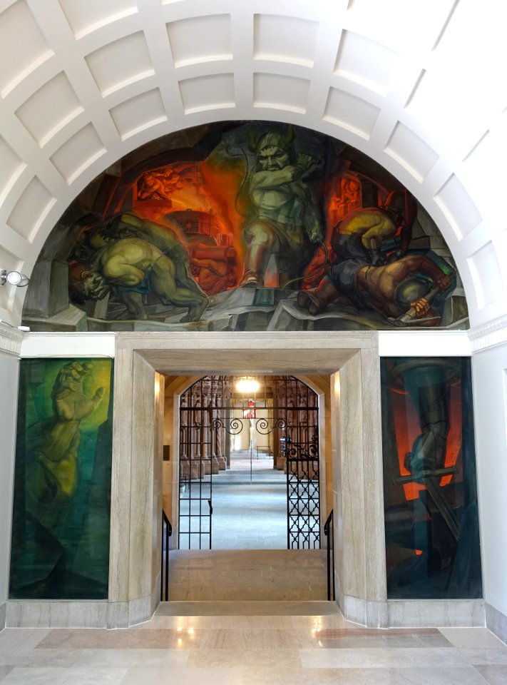 Nibelung by Lewis W. Rubenstein, painted 1930, unveiled 1937, fresco - Adolphus Busch Hall - Harvard University - DSC05659