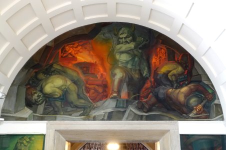 Nibelung by Lewis W. Rubenstein, painted 1930, unveiled 1937, fresco top section - Adolphus Busch Hall - Harvard University - DSC05661