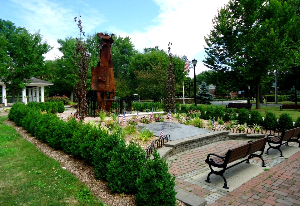New Providence NJ public park with pergola and benches