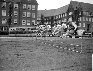NH Athletiekkampioenschappen op Sintelbaan te Amsterdam De 80m horden dames, Bestanddeelnr 915-3997