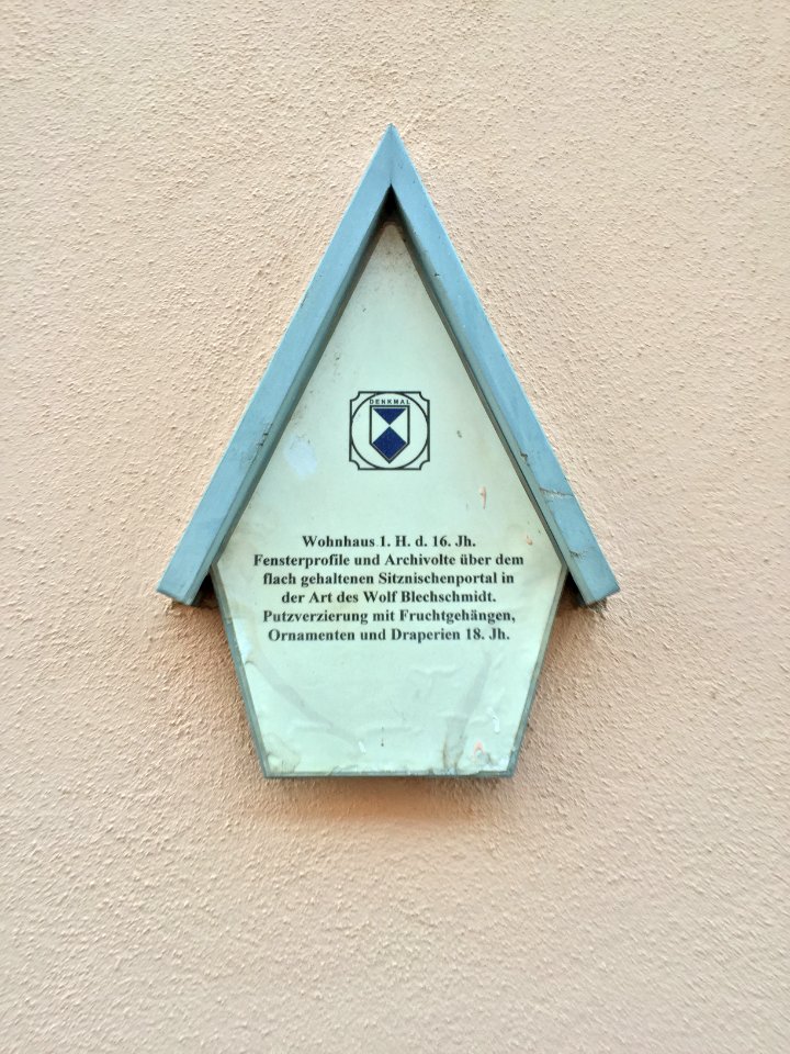 Niedere Burgstraße 2 Pirna Denkmaltafel