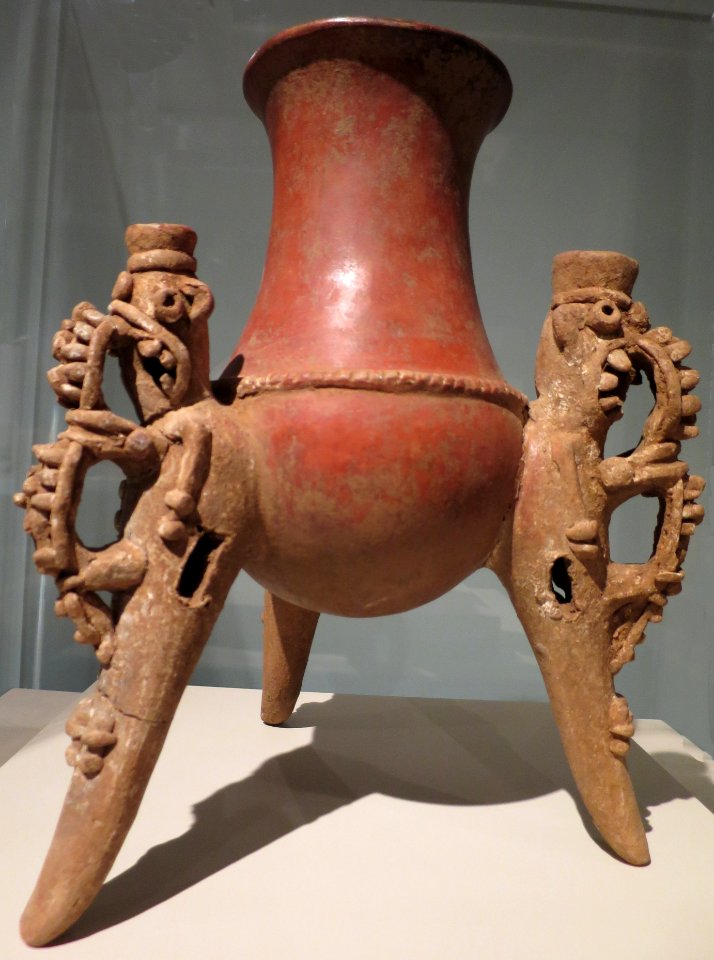 Nicoya vessel with figurative supports, Costa Rica, 400-700 C.E., ceramic, Dayton Art Institute