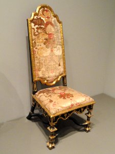 One of a Pair of Side Chairs, 1690-1700, London, beechwood with modern upholstery - Art Institute of Chicago - DSC09760