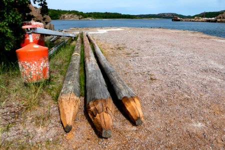 Old telephone poles and dock fingers in Govik