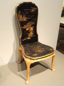 One of a Pair of Hall Chairs, c. 1720, formerly at Houghton Hall, Norfolk, lacquer and gesso - Art Institute of Chicago - DSC09766