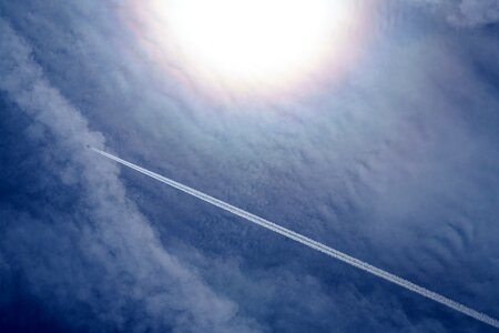 Clouds contrail flying photo