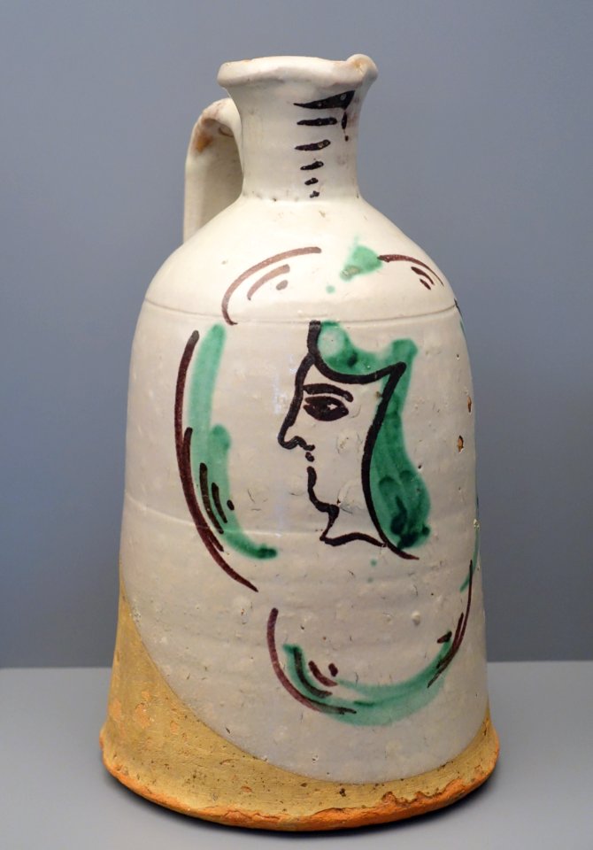 Olive oil bottle with woman's face in profile, Teruel, Spain, 18th century AD, ceramic - Museo Nacional de Artes Decorativas - Madrid, Spain - DSC08208