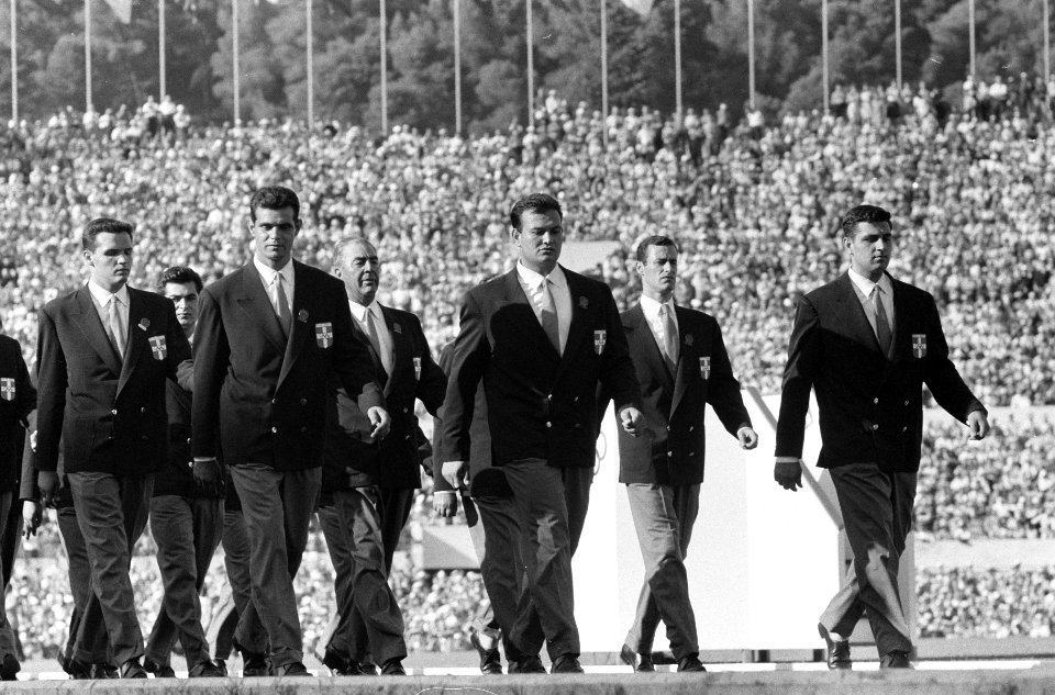 Olympische Spelen te Rome Opening Ploeg van Griekenland, Bestanddeelnr 911-5408