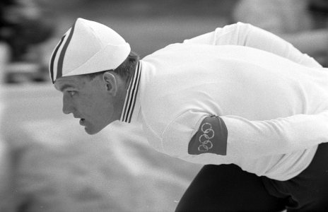 Olympische Winterspelen te Grenoble. Svein-Erik Stiansen (Noorwegen) in actie op, Bestanddeelnr 921-0865