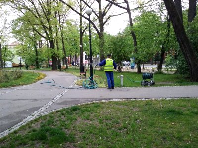 One of city gardeners in Park of Jan Serafin Rode