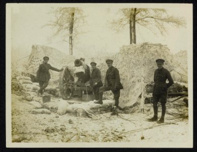 One of our howitzers on the Cambrai front under its snow clad camouflage, Bestanddeelnr 158-1162