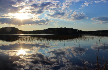 Evening lake mirroring