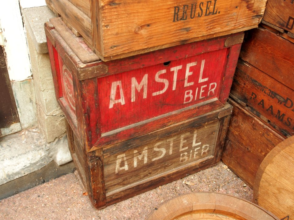 Old wooden Amstel beer krates, photo 1