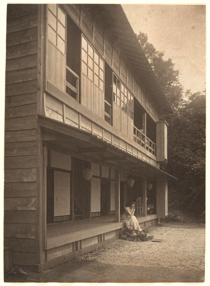 Olga de Meyer Sitting on the Porch of a Japanese House by Adolf de Meyer 1900-1910