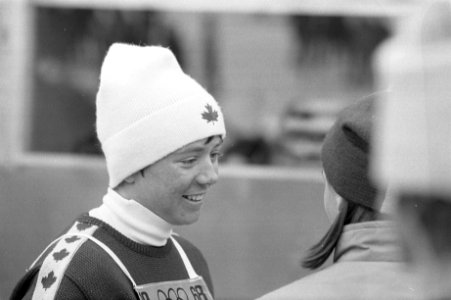 Olympische Spelen Grenoble, ski-slalom dames. Nancy Green (Canada 2e), Bestanddeelnr 921-0887