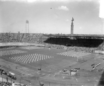 Olympische dag in stadion overzicht gymmen, Bestanddeelnr 905-1258