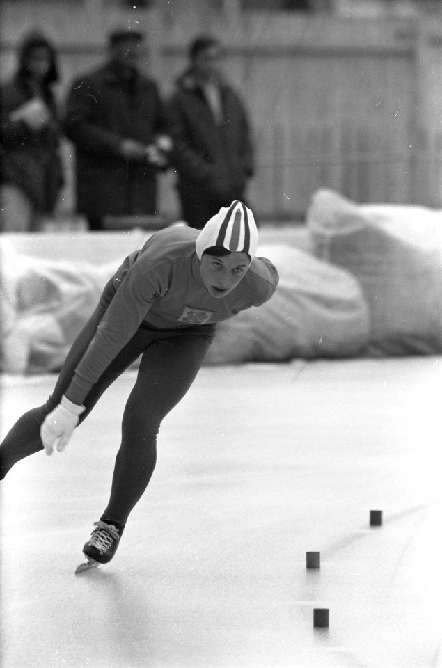 Olympische Winterspelen te Grenoble. Wil Burgmeijer in actie op de 3000 meter., Bestanddeelnr 921-0816