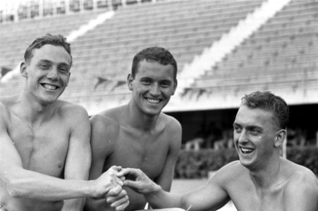 Olympische Spelen te Rome, Nederlandse estafette zwemploeg 4 x 100 meter wissels, Bestanddeelnr 911-5848