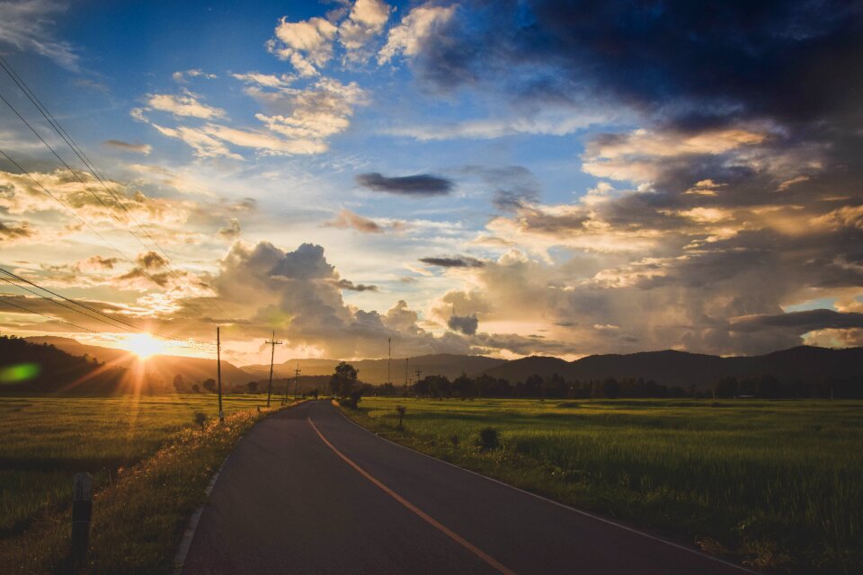 Green landscape sky