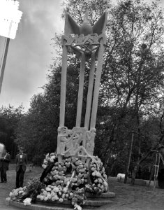 Onthulling te Best van het oorlogsmonument voor de Amerikaanse soldaat Joe Mann, Bestanddeelnr 908-0065